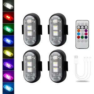 Magnetic LED Strobe Lights 6 Pcs with Remote Control 8 Colors Wireless Anti-Collision Rechargeable Emergency Flashing Lights for Cars Motorcycle Bike Drone Scooter