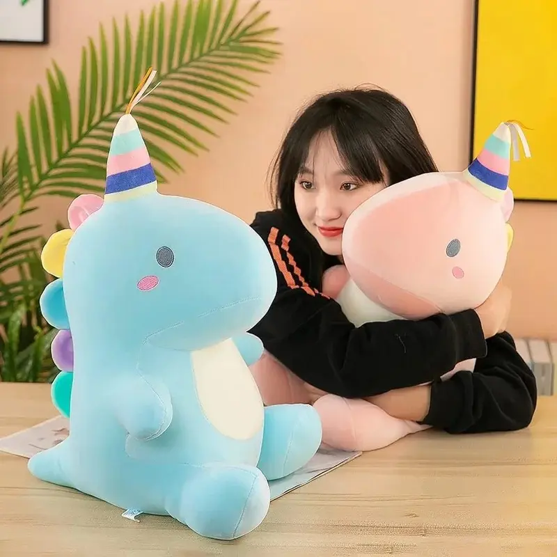 40cm/30cm Cute and soft-looking Dinosaur Plush Toy Fat Dino Stuffed Animal Dolls, Blue Dinosaur Plush Toy Pillow, Gift for Kids and Girls