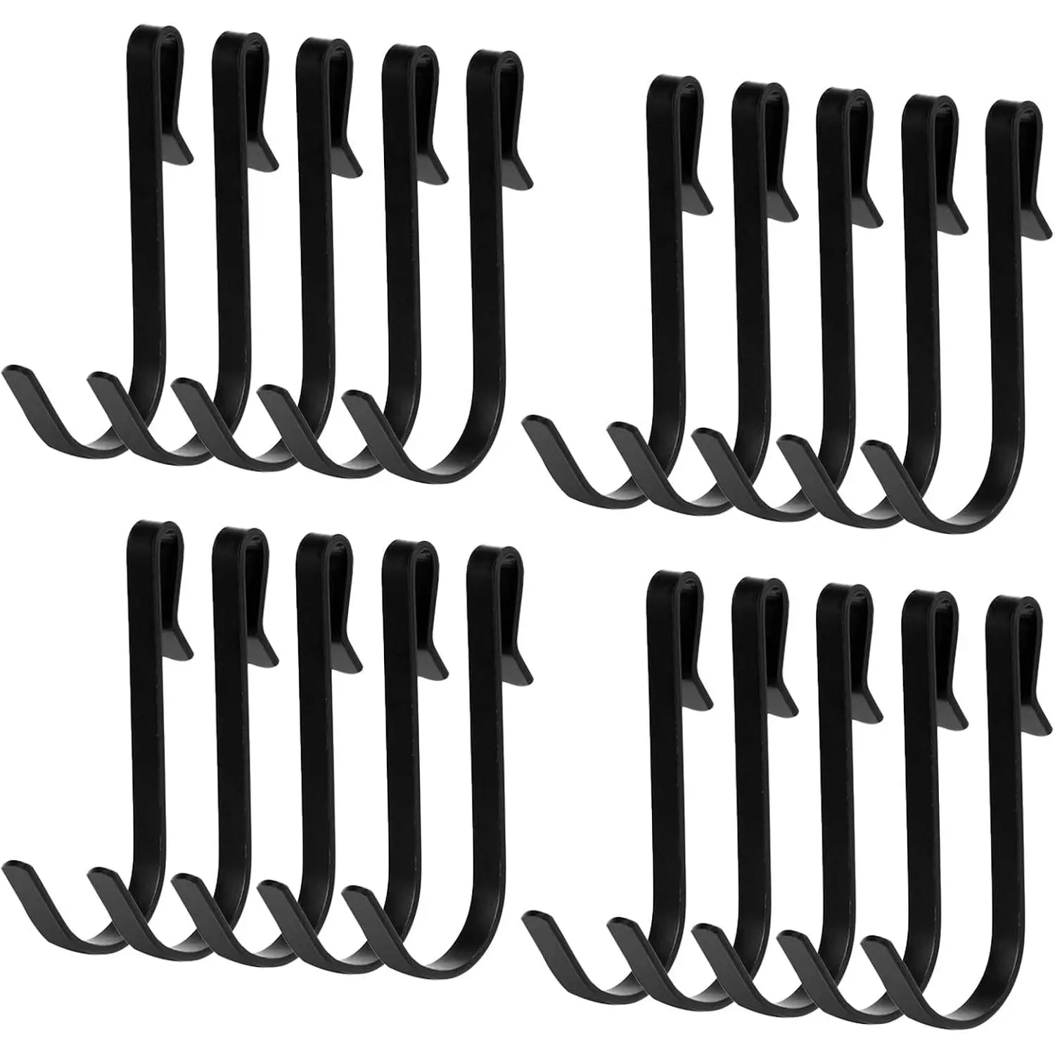 20 count J Hooks for  Black Hanger Clip- J Hook Stainless Steel Wire Rack Hooks Wire Shelf Hook for Bedroom Kitchen Office