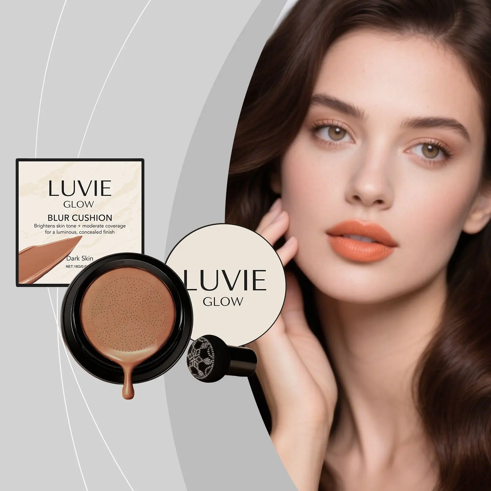 Brightening Air Cushion Foundation - Multi-Color, Natural Concealer, Lightweight, Hydrating, Natural Fit, Clear Makeup Base