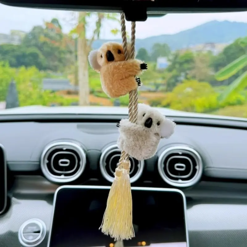 Koala Shape Hanging Charm for All Cars, Lightweight Premium Rearview Mirror Pendant, Stylish Auto Interior Accent Bag Accessory, Rearview Decor, Soft Plush