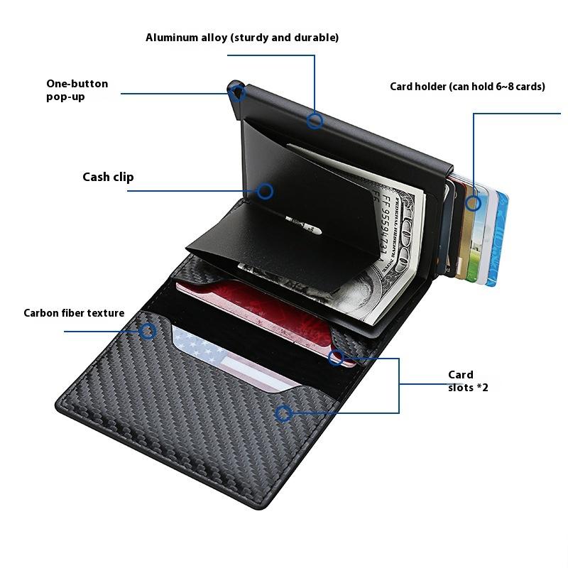 Men's Wallet | RFID Blocking Aluminum Card Holder |Suitable for Business and Daily Use | Ultra-Slim Fiber Design with Automatic Pop-Up Function