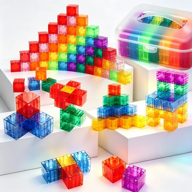 Large Magnetic Building Blocks, 0.98 Inch Stackable Cubes, Sensory Montessori Toys for Kids, Ages 3+, Random Colors