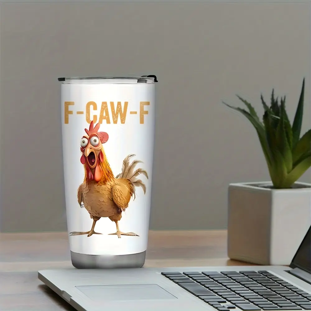20-ounce stainless steel insulated mug with lid, featuring a rooster design – a stylish festive gift, perfect for festive gatherings, winter parties and seasonal celebrations, and an ideal present for family, friends and colleagues