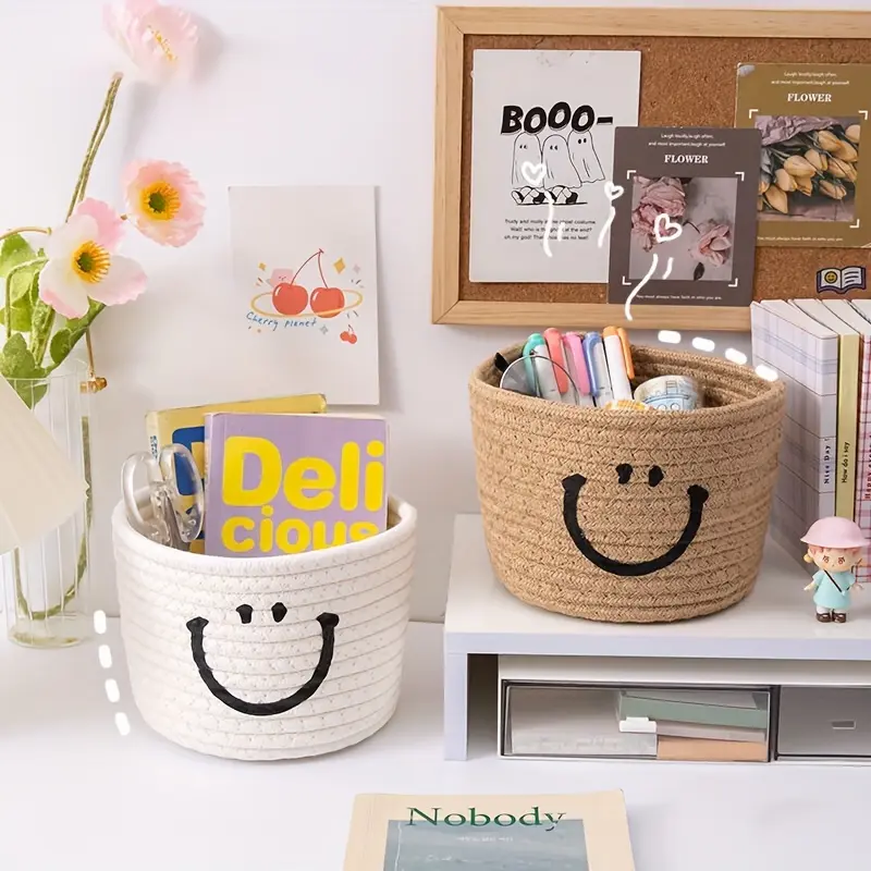 1pc Desktop cotton thread storage basket, phone key, cosmetics storage basket, Basket Organizer