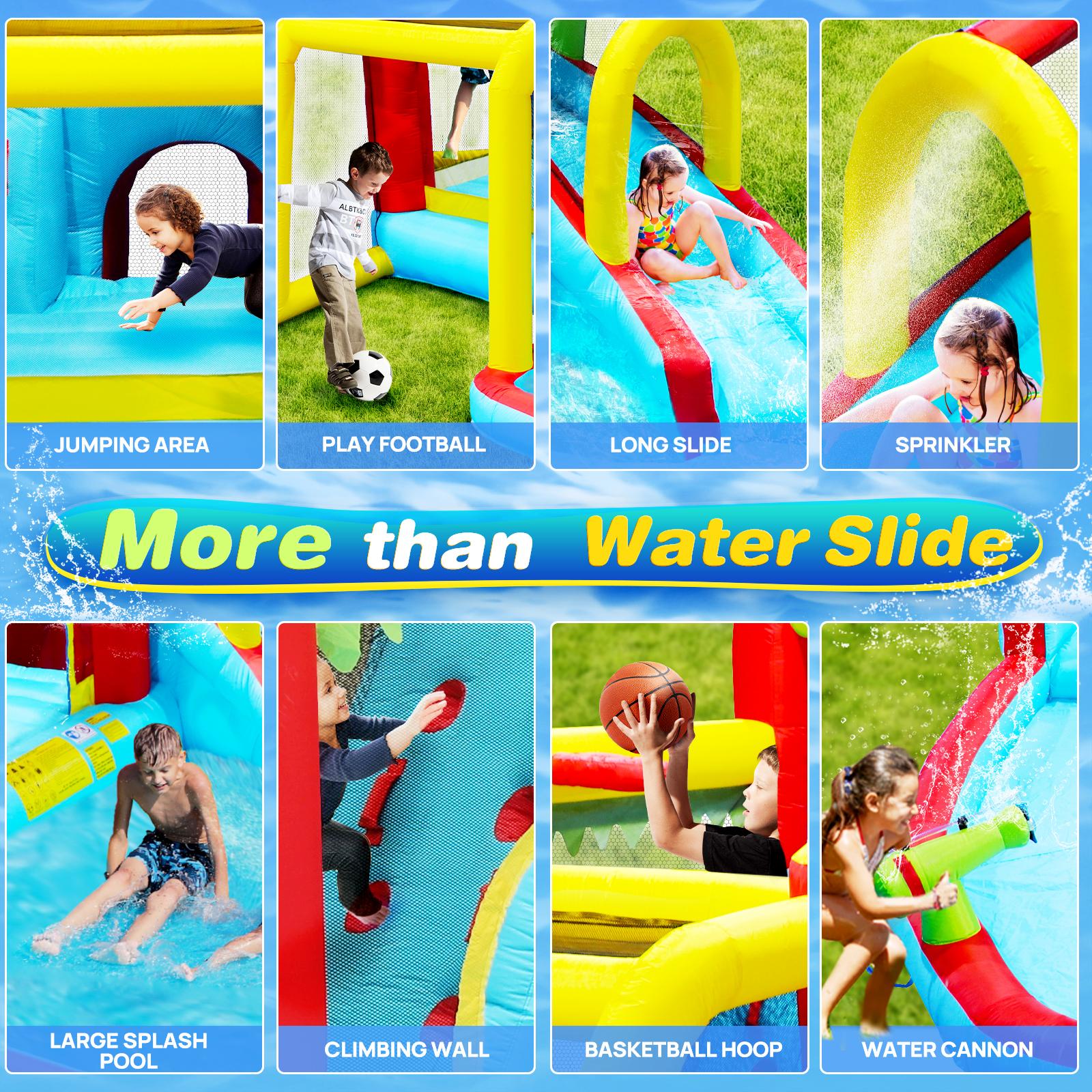 ARCH 7 in1 Inflatable slide water park bouncing house outdoor Soccer garden bouncer with Splash pool  & Water gun & Climbing wall & Basketball & Football