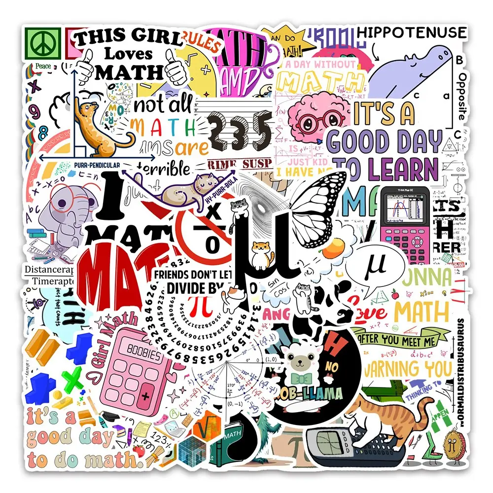 Math Series Sticker Set 54 Pieces, Cute Decorative Stickers for DIY Projects, Perfect for Water Bottles, Laptops, Phone Cases, Journals