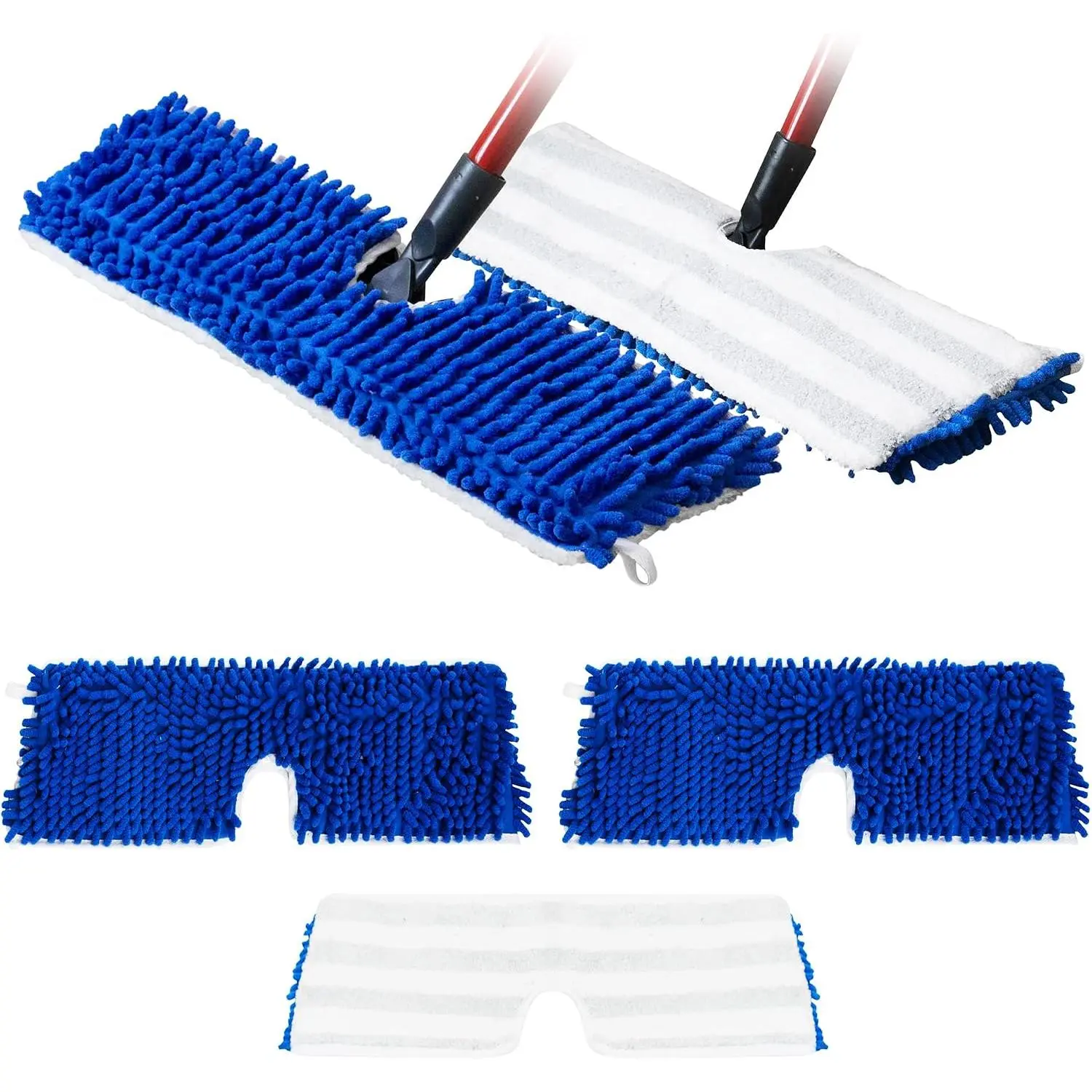 Dust Mop  , Floor Mop Pads,  Microfiber Flip Pads, Refill, Dust  , Covers Washable, Refills, Flat, Dry, Wet, Rectangular, Double Sided, 18 Inch, 3 PK
