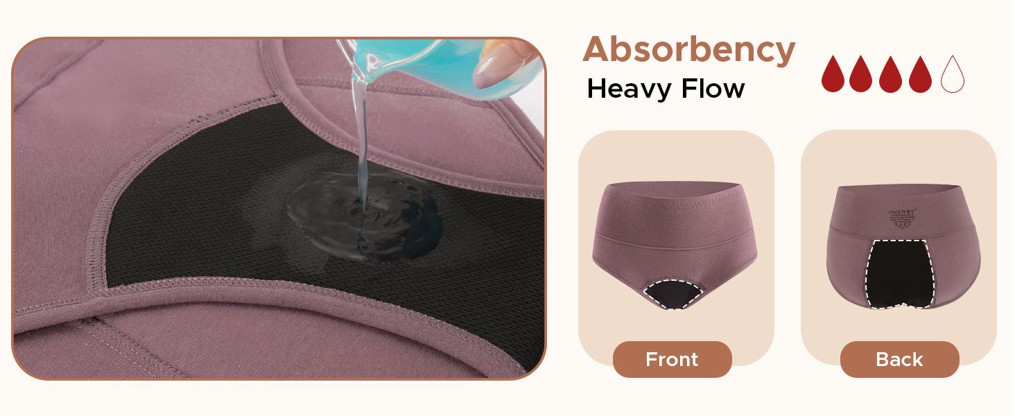 Period Underwear for Women Heavy Flow High Waisted Menstrual Incontinence Panties 3-Pack(Deep Elegance,Large)