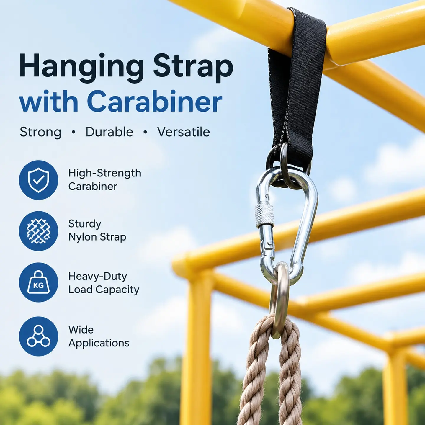 Durable Braided Rope with Dual Lock Hooks, Home Hanging Fixtures, Secure Attachment for Furniture and Decor, Back of Door Hooks