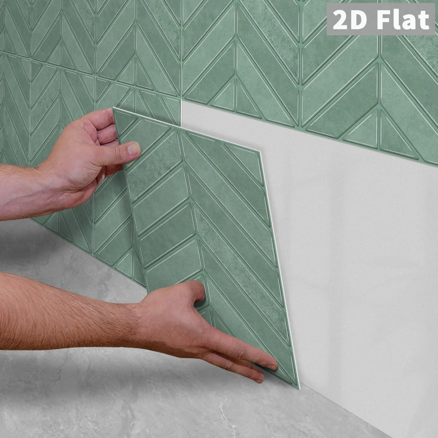 10PCS/Color Box GST Vintage Dark Green Antique Stone Herringbone PE Foam Tile Stickers, Waterproof Oilproof Shock & Wear Resistant, Peel & Stick on Smooth Surfaces for Bedroom Kitchen Bathroom School Office Home & Commercial Wall Renovation Decor