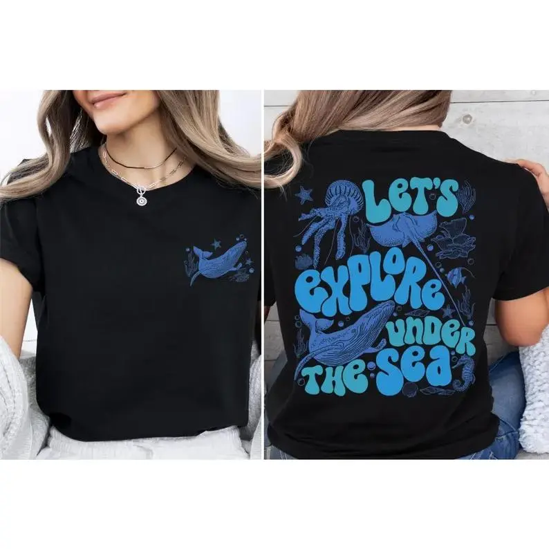 Let's Explore Shirt, Ocean Nature T-shirt, Sea Life T-Shirt, Marine Creatures T-shirt, Sea Creatures Tee, Ocean Lover Shirt Save Our Seas T-Shirt, Protect Our Oceans Tee, Shark Conservation Shirt, Respect The Locals Shirt, Ocean Lover Gift