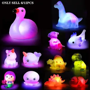 Dinosaur Design Cute Bath Toy, 6counts/set Floating Dinosaur Toy, Light Up Bath Toy, Floating Toy for Bathroom, Swimming Pool, Birthday Gift for Boys & Girls
