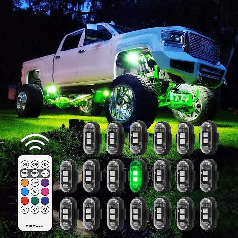 RGB LED Car Interior Decorative Light, Remote Control LED Light, Car Lighting Accessories, Waterproof Mini USB Rechargeable Light for Cars, Motorcycle, Car Mods Glow Kit Decor, Gift idea for Car Lovers Father Dad Boyfriend Him, Valentine's Halloween