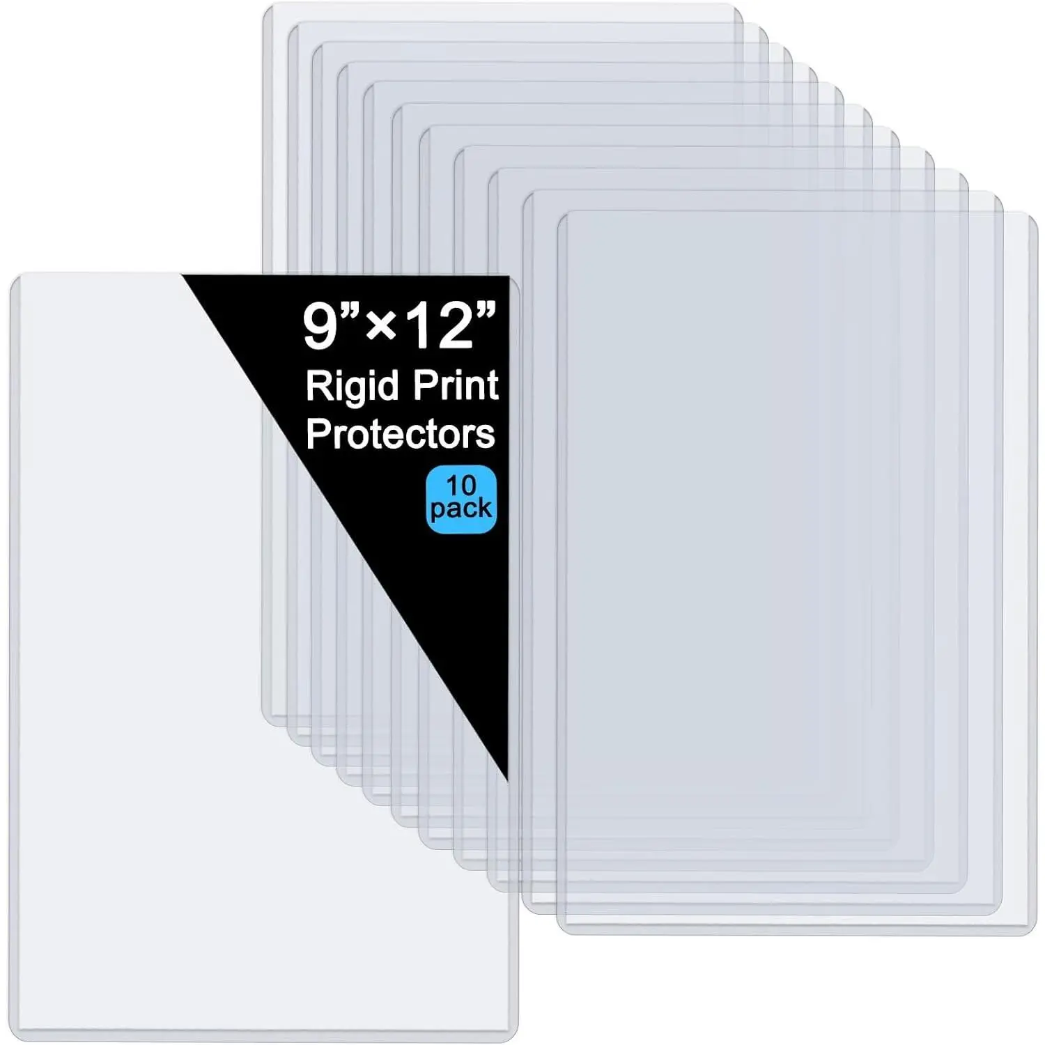 9 x 12 Inch Rigid Clear Plastic Sheet Protectors, Waterproof Document Sleeves for Menus, Certificates, Photos & Paper, 10 Pack