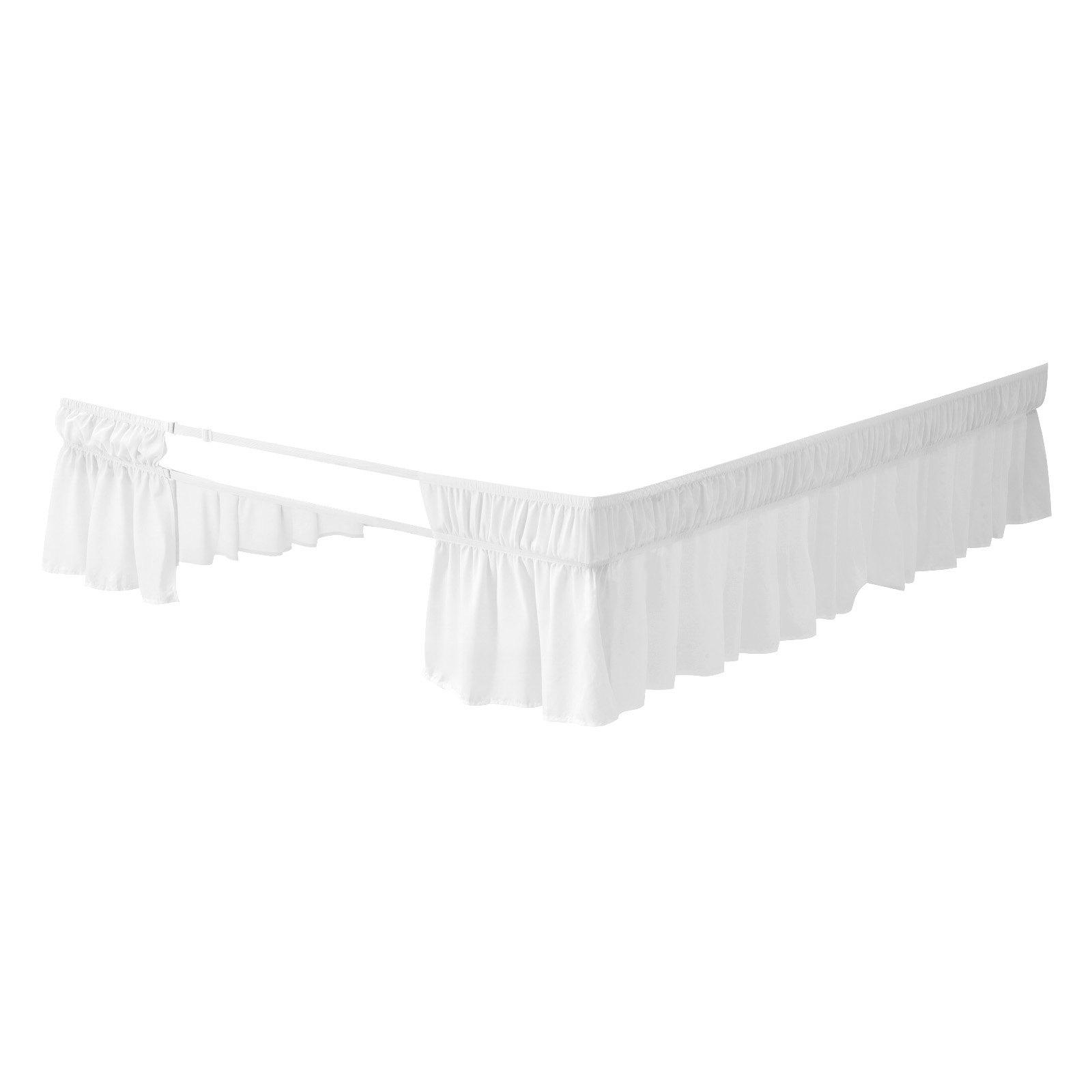 VEVOR Wrap Around Bed Skirt, 15 in Drop, White Dust Ruffle Queen Size, Three Sides Adjustable Bedskirt with Easy Fit Elastic Strap, Wrinkle-Free & Fade-Resistant, Machine Washable, for Queen Size Bed