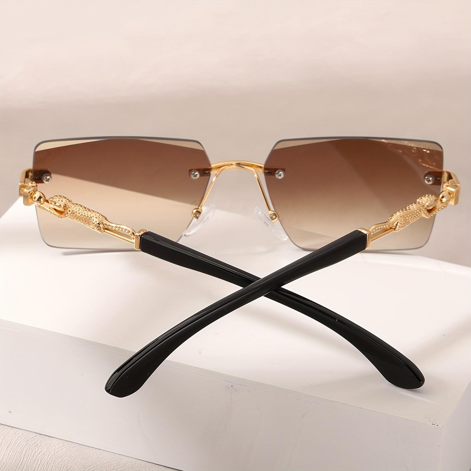 Unisex Rimless Rectangle Sunglasses - Small Square Shades for Beach Vacation, Travel & Daily Wear