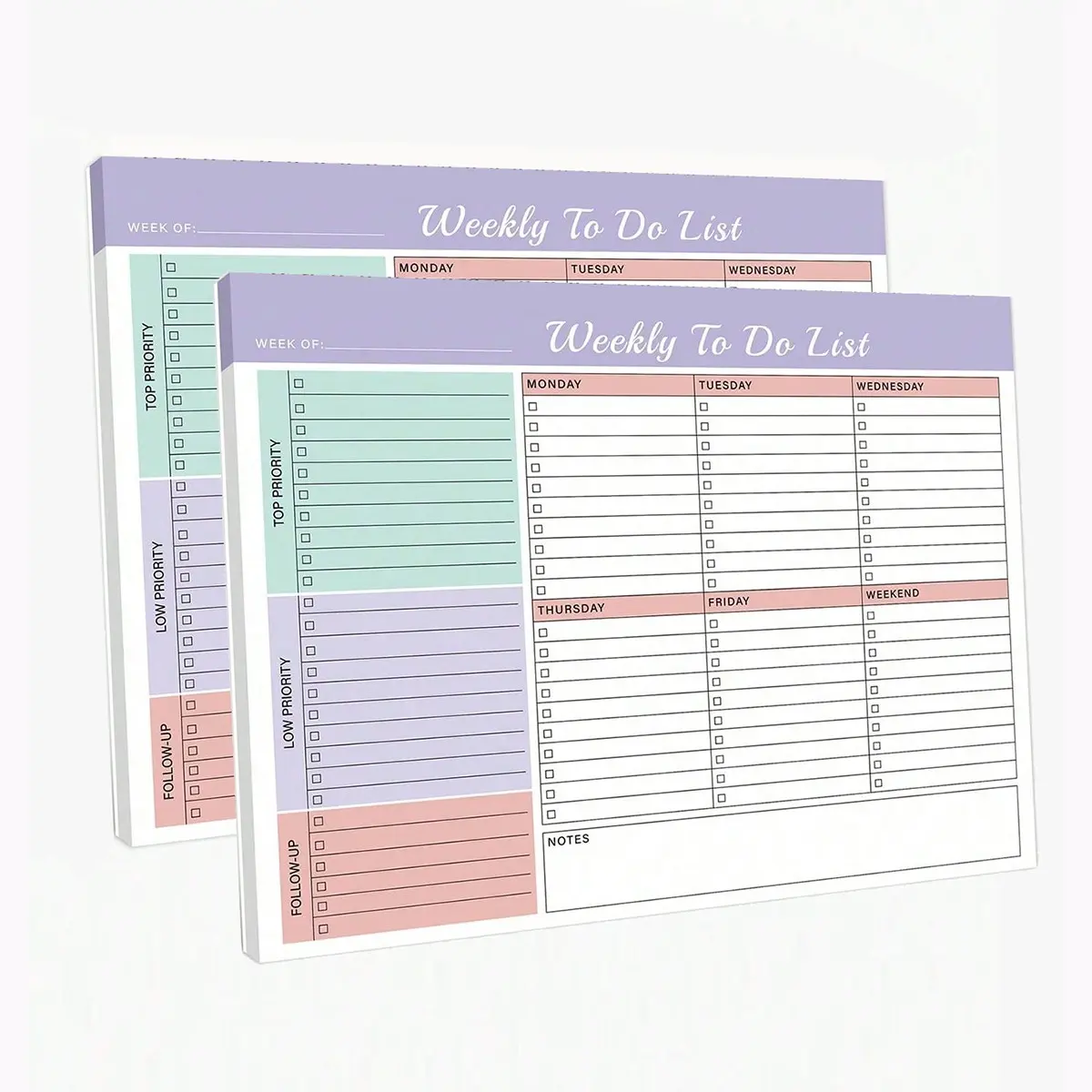 50-Page Weekly Productivity Planner Notebook, Date-Free To-Do List Organizer, Time Management Desk Pad, Ideal Gift for Adults & Teachers