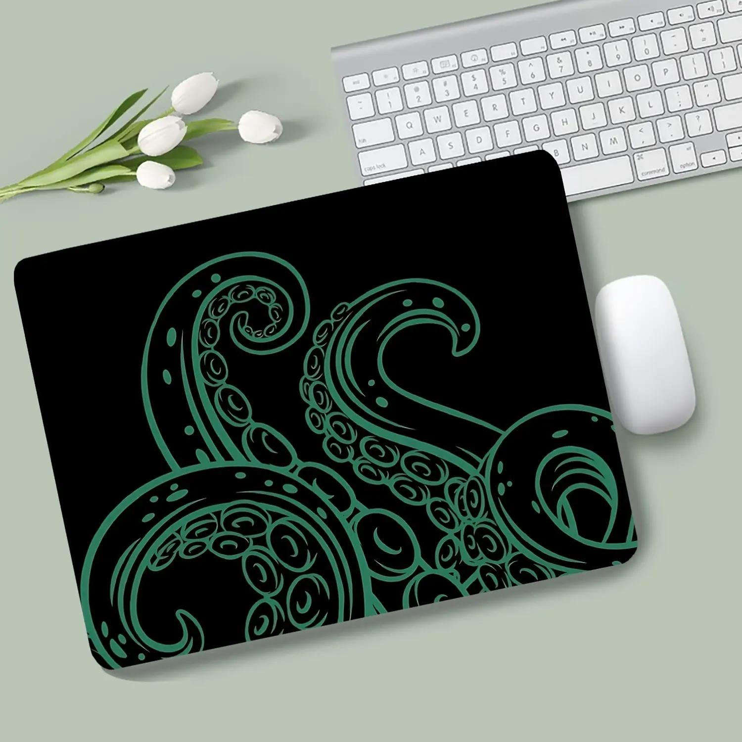 Anime Octopus Tentacle Mouse Pad - Minimal Line Art Design, High-Def Print, Durable, Non-Slip Mini Desk Mat, Gift for E-Sports Players, Desktop Decoration, Desk Accessories
