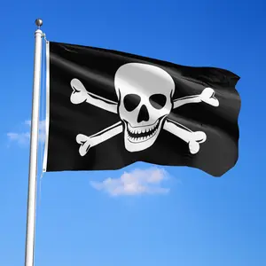 Iconic Jolly Roger Pirate Flag - Banner with Traditional Skull & Crossbones, 2x3ft & 3x5ft Lightweight Flag for Home, Yard & Pirate Enthusiast Decor