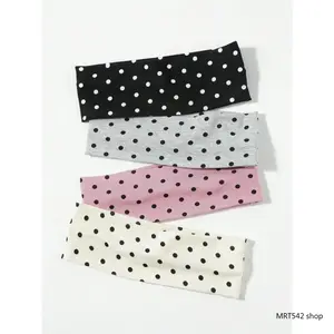 4PC Polka Dot Headbands for Women Multi Pack Wide Elastic Hair Bands Retro Turban Headwrap Non Slip Sweatband for Thick Hair Yoga Sports