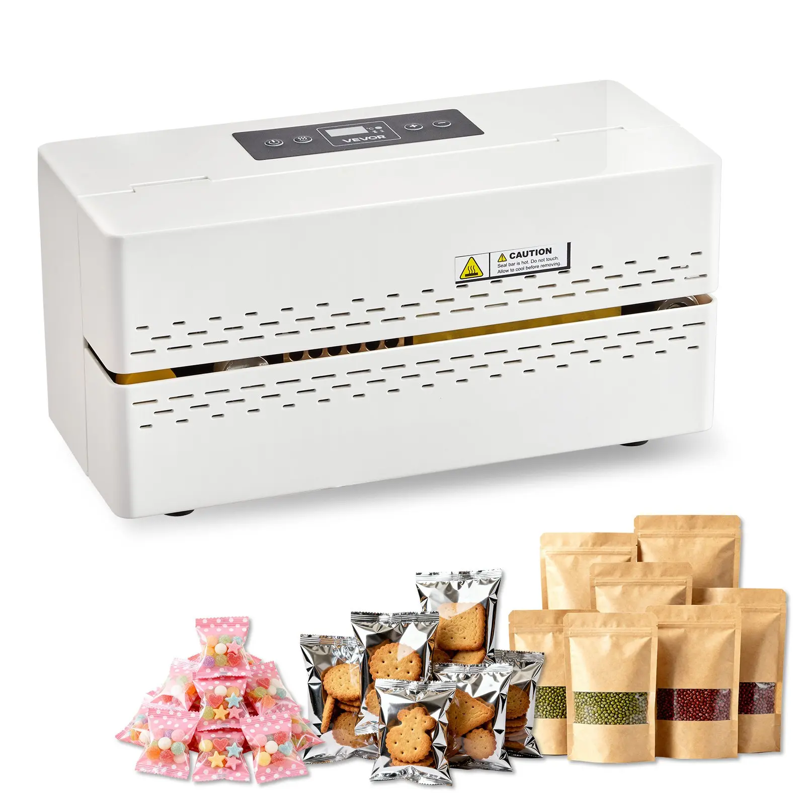 VEVOR Continuous Sealing Machine, 0.32-0.47 in Seal Width, Automatic Continuous Band Sealer with Digital Temperature Control, Automatic Shutdown, Heat Sealing Machine for 0.002-0.0. 008 in Plastic Bags