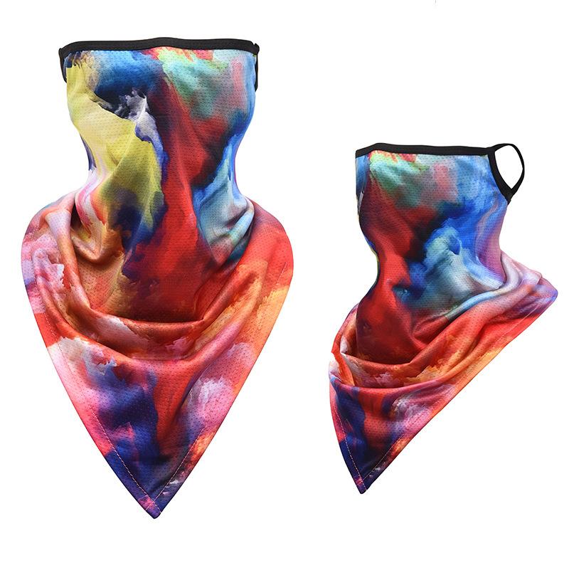Ice silk ear mask triangular towel neck cover mesh sun protection outdoor cycling fishing windproof scarf men's and women's face towels summer Warm Compression Knee