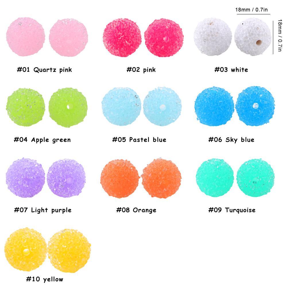 20pcs 18mm Resin Beads Acrylic Round Acrylic Beads Mix Craft Supplies DIY Jewelry Making Bracelet Accessories Fashion Handmade Decorations