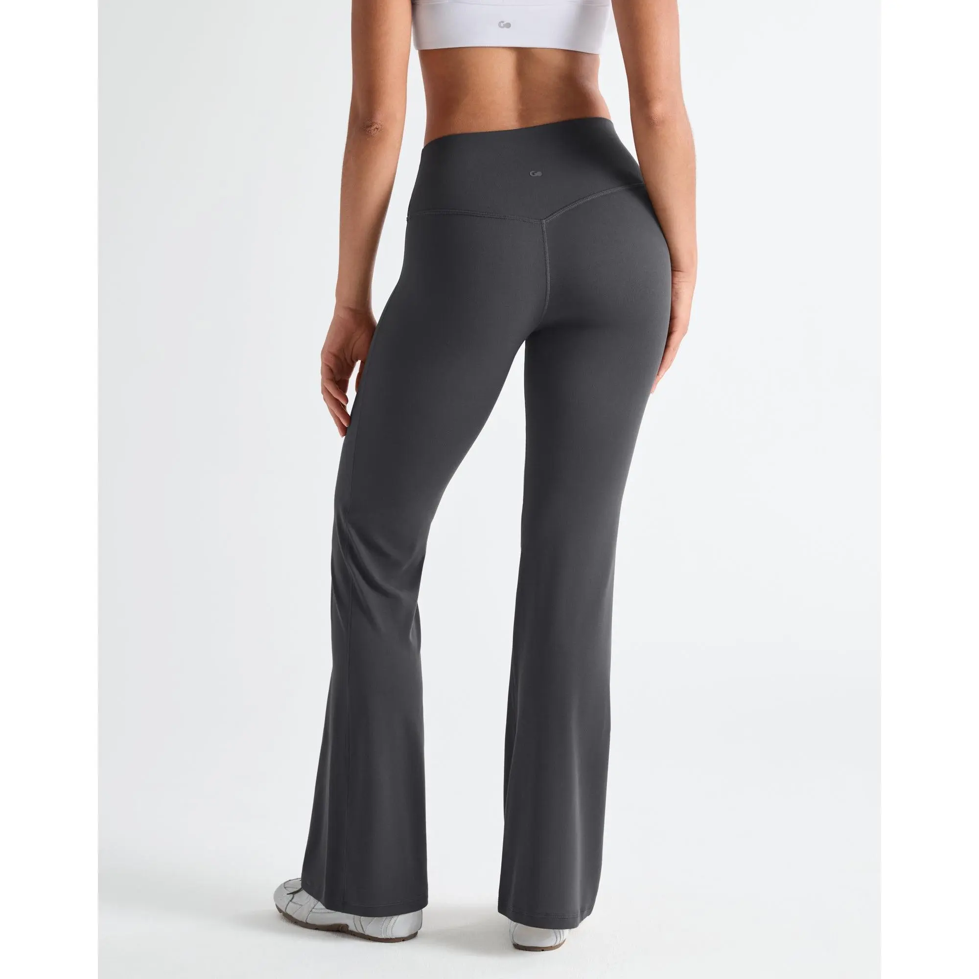 SOLBRACE Women's High Waist 31.5" No Front Seam Flare Leggings, High Stretch Breathable Lightweight Soft Fabric, Yoga Gym Workout Leggings