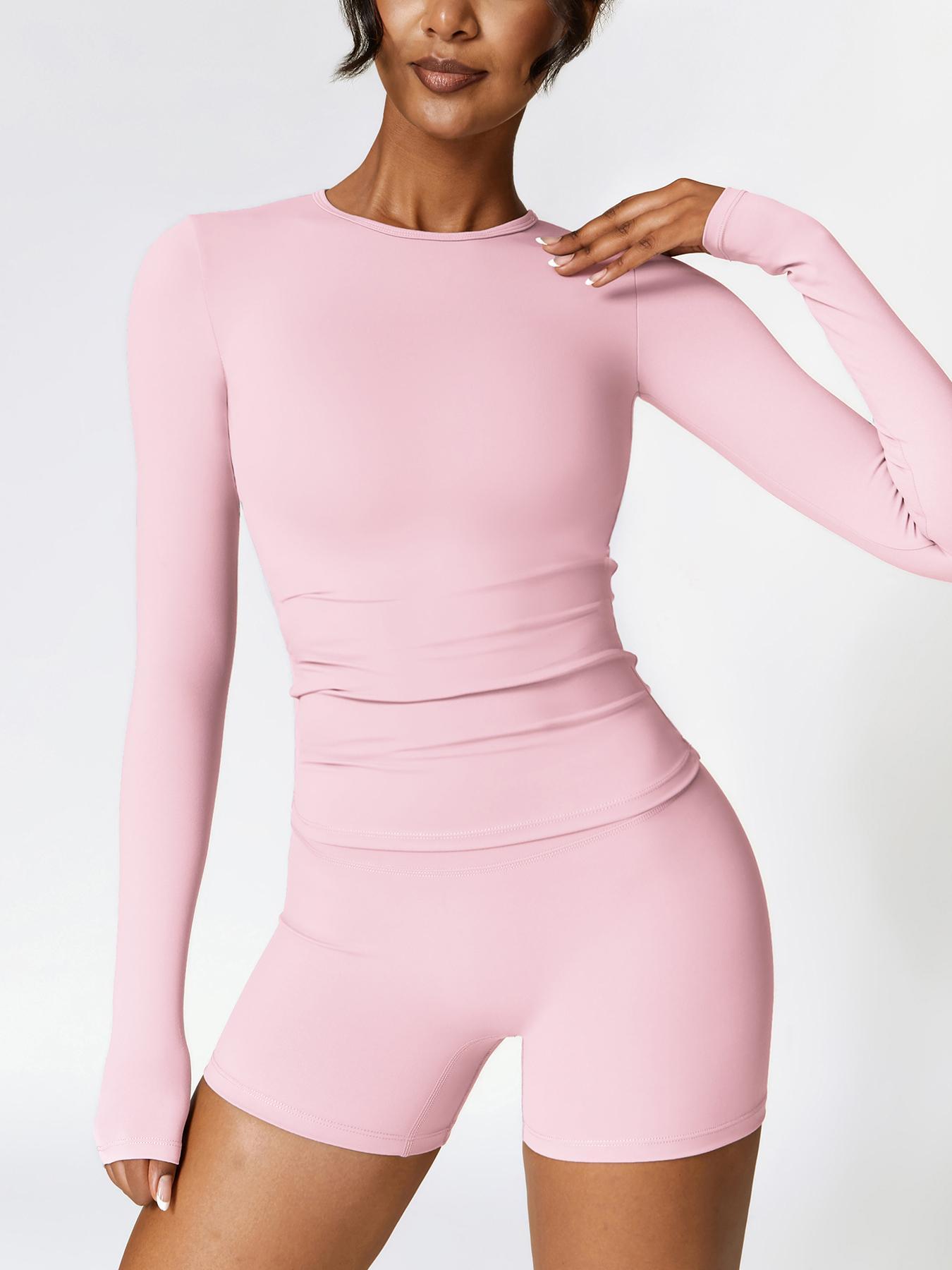 Women's Solid Round Neck Sports Tee & High Waist Shorts Tracksuit Set, Summer Outfits 2024, Ladies Sportswear for Indoor Outdoor Wear, Sportswear for Gym, Workout Running Clothes, Sweatsuit Set