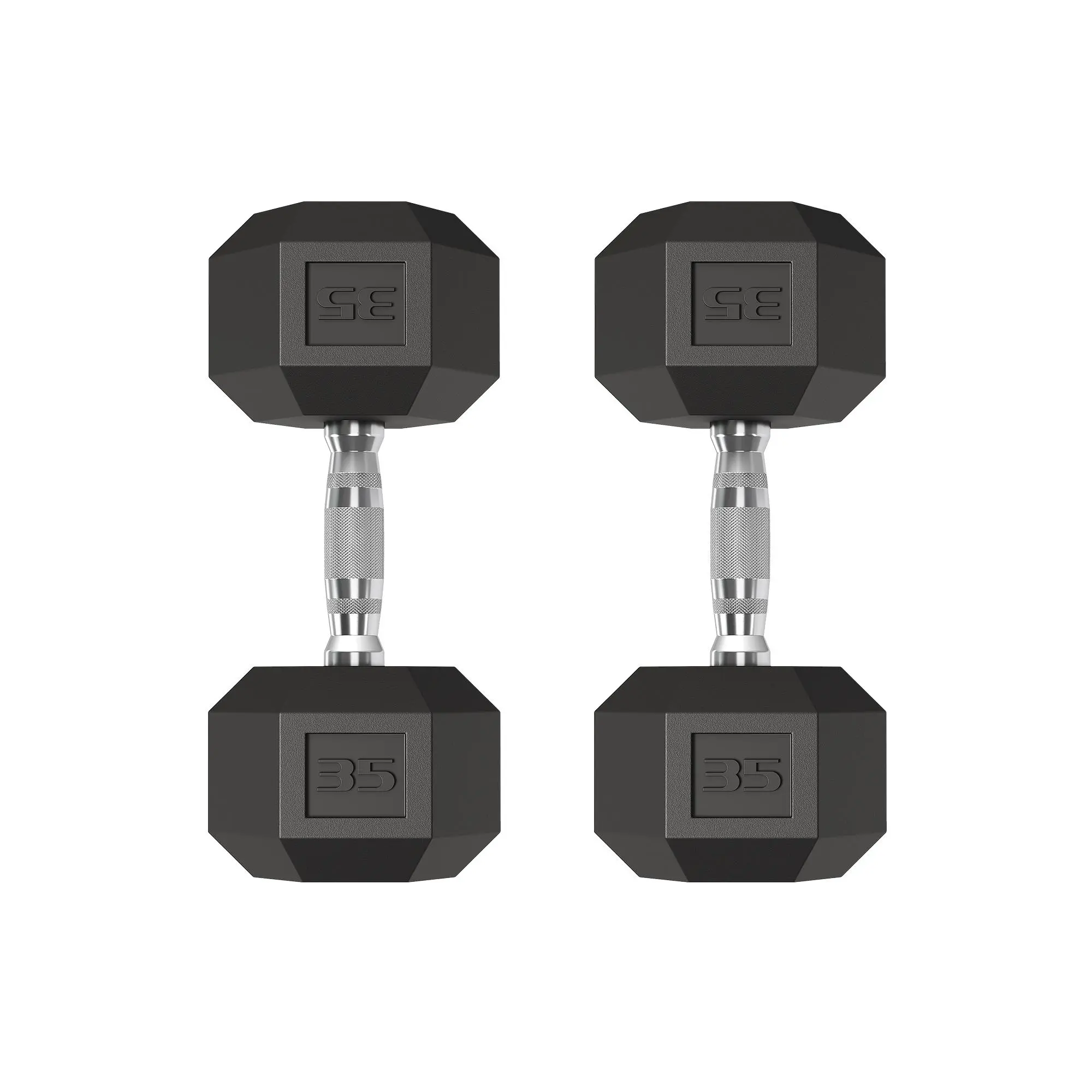 35 LB Hex Dumbbell Set of 2, Hand Weights Dumbbells Pair with Cast Iron Core, Rubber Encased Coating and Textured Carbon Steel Handle for Home Gym Strength Training,Workout Dumbbells Exercise Equipment for Men & Wome