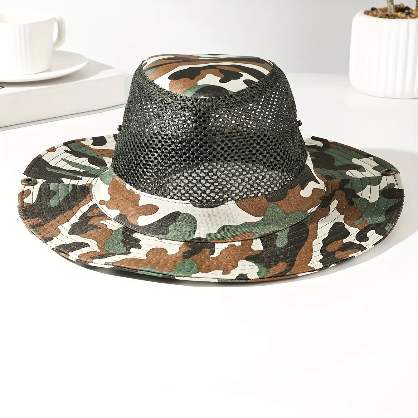 1pc Casual Mountaineering Hat for Men with Large Brim, Outdoor Fishing Fisherman's Hat, Construction Site Farming Work Hat