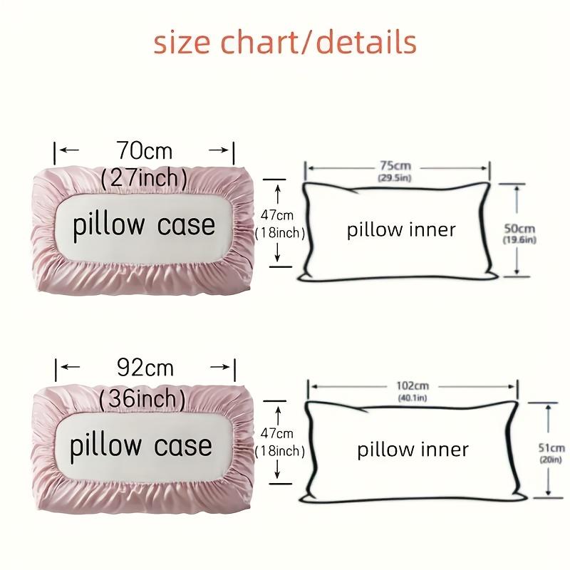 Solid Color Satin Pillowcase without Filler 2 Counts Soft Pillow Cover with Elastic Band Pillow Protector for Home Bedroom & Travel Silky Satin Bedding