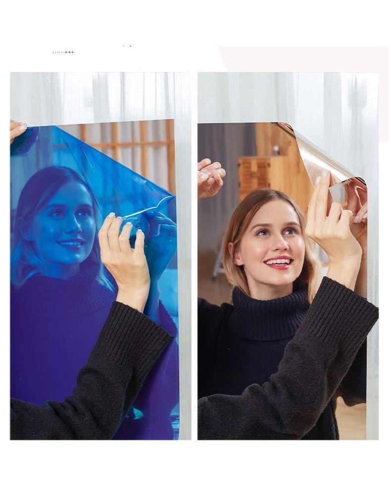 Self-adhesive mirror sticker with backing tape, 20 × 40 inch, soft glass mirror for self-service/glass doors, home use, full-length mirror, Instagram‑style bedroom reflective film