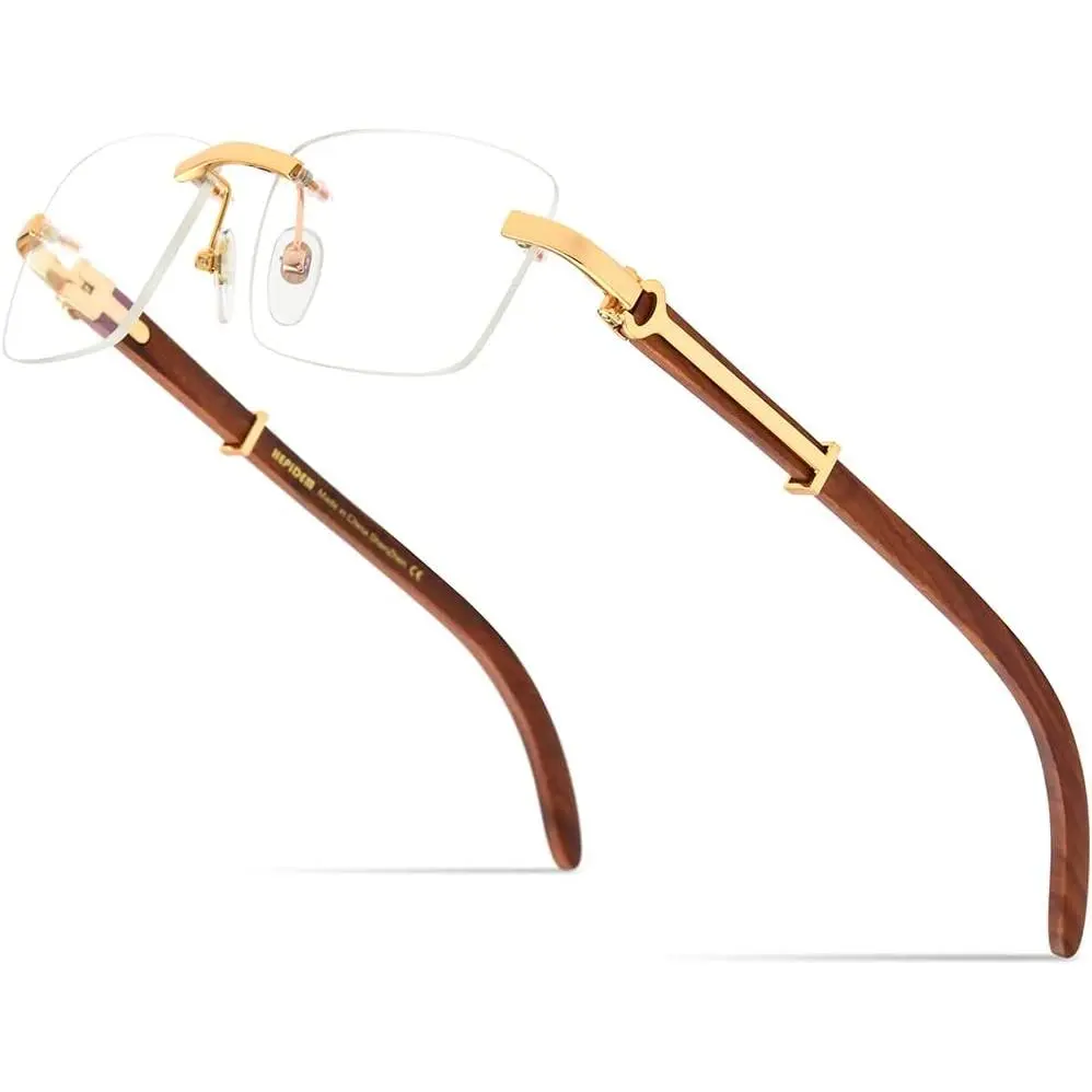 Really Buffalo Horn  Glasses Frame Square Rimless Luxury Buffs Eyeglasses