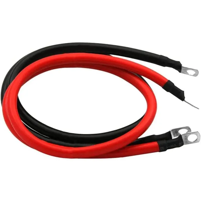 2AWG Battery Cables - 3/8 in Lugs Set with Terminals (2pcs Red + Black) for Car, Marine, Solar, ATV - Oxygen-Free (4ft)