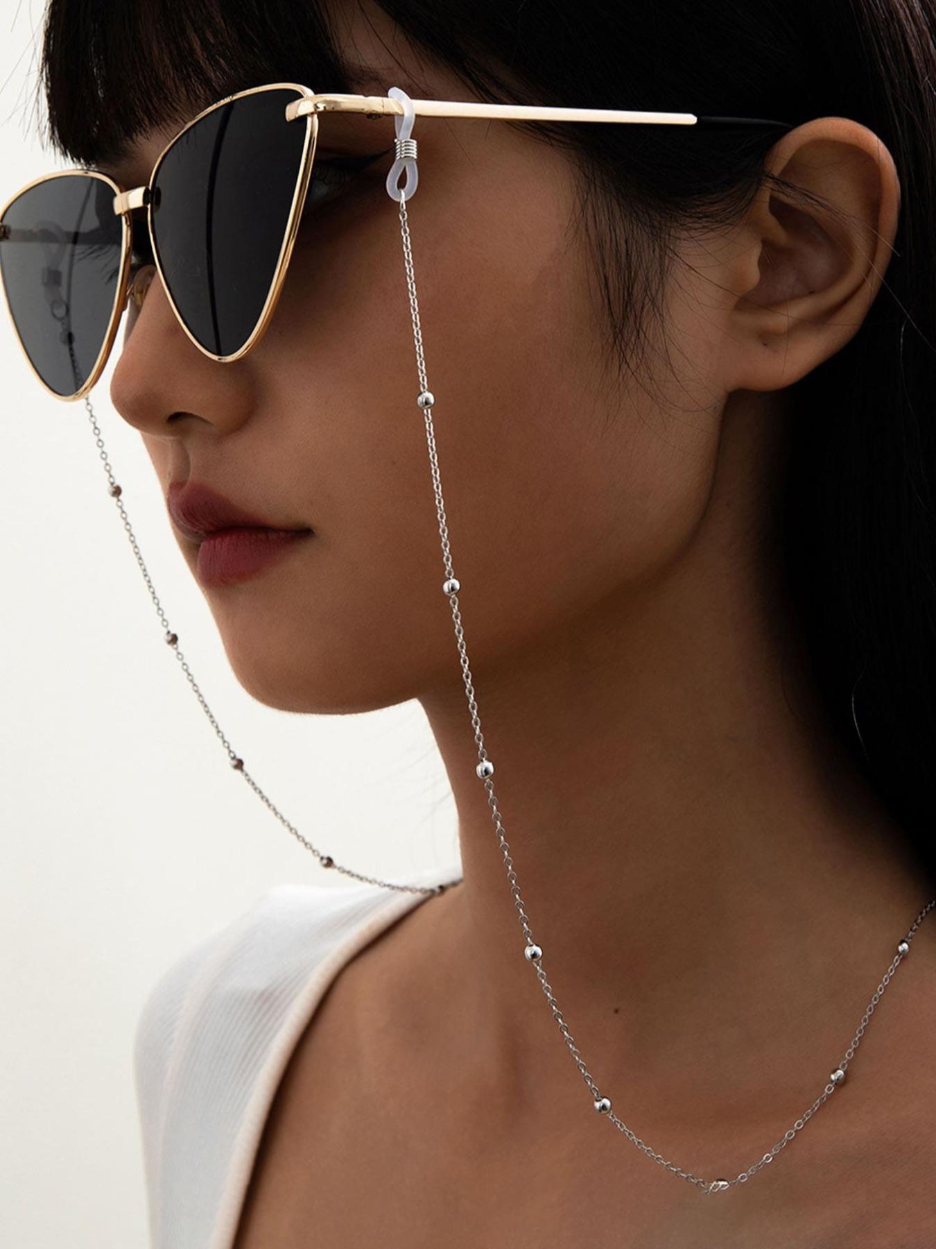 Minimalist Temperament Ball Decor Metal Glasses Chain, Anti-slip Glasses Mask Hanging Chain, Fashion Eyewear Accessories for Women & Girls