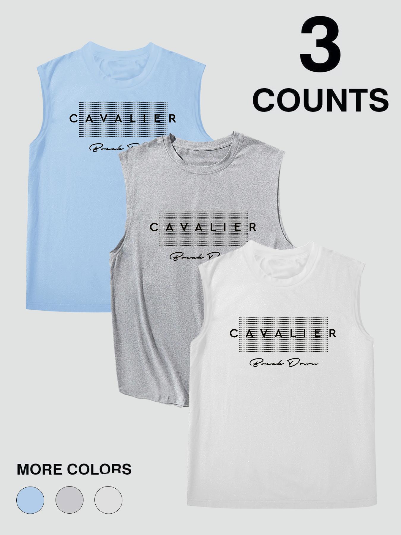 Men's Letter Print Tank Top, Casual Sleeveless Top for Summer, Fashion Men's Top for Daily Wear, Vests, Workout Tank Tops