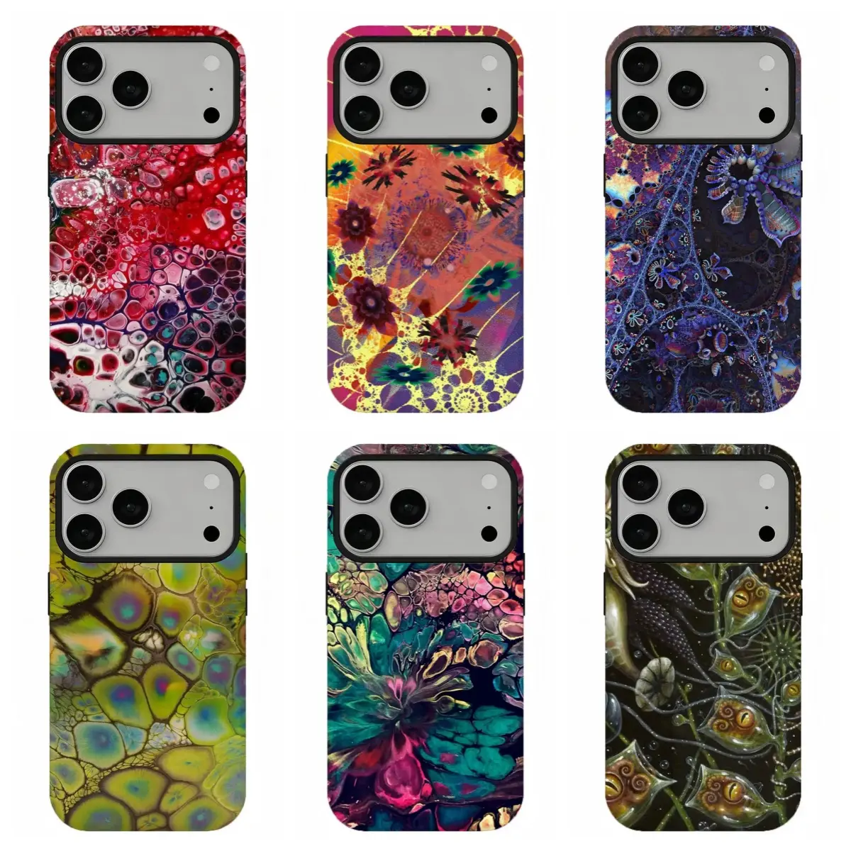 Psychedelic Fluid Fractal Organic Texture Long-Lasting Protective Phone Case, Trippy Weirdcore Abstract Surreal Aesthetic , For iPhone 11 12 13 14 15 16 17 Pro Max For Samsung S26 S25 S24 S23 S22-Gift For Her/Him/Anime lovers