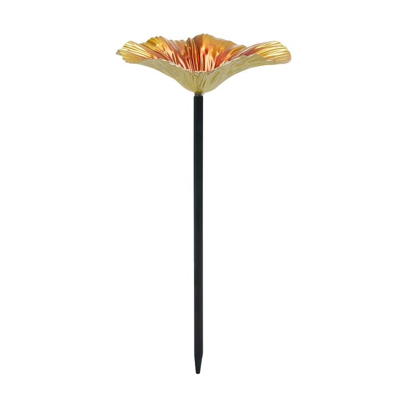 Bird Bath Stake Bowl Flower Shape Bird Feeder Plate Garden Bird Bath Tray for Outdoors Yard Patio Decor