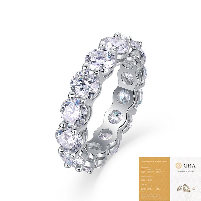 Silver Moissanite Eternity Ring 5mm 0.5ct Round Cut Solid Band Fashion Jewelry Accessories For Women Gifts For Her