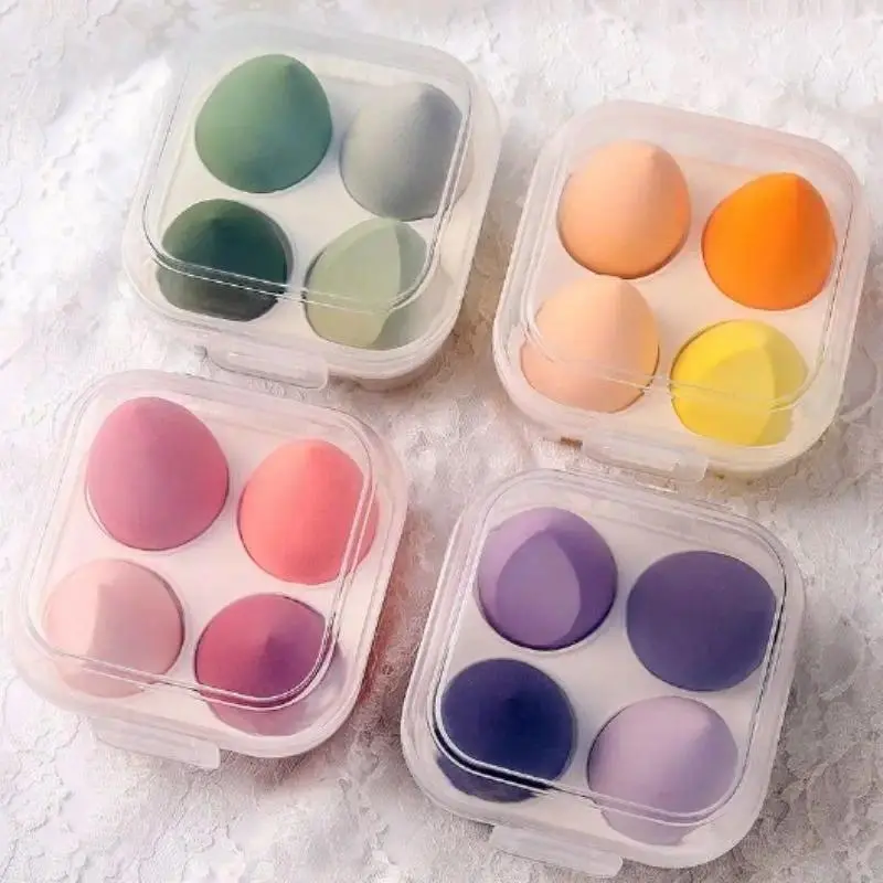 4pcs Beauty Egg Makeup Sponge Set Foundation Make Up Sponge With Egg Box Perfect For Face Cream Powder