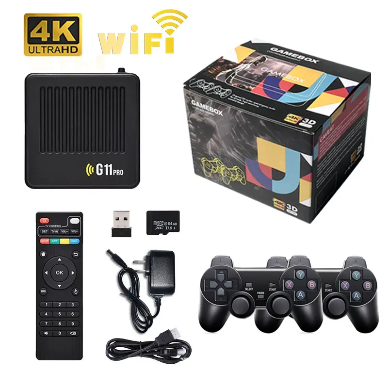 G11 Pro Open Source Dual System Game Console, 4K HDMI Output, WiFi Connect Retro TV Game Box for Home Entertainment