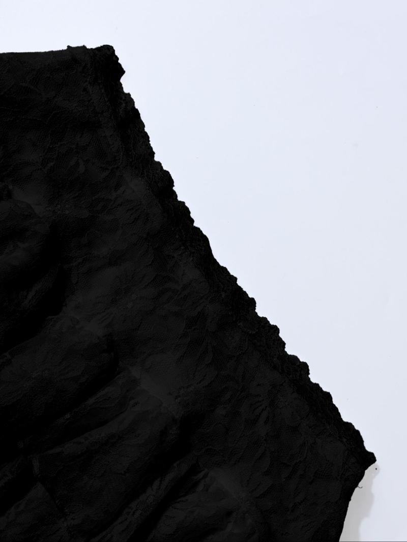 Women's Plain Lace Trim Ruffle Trim Skirt, Street Fashion Y2K Style Mini Skirt for Daily Wear, Ladies Summer Bottoms