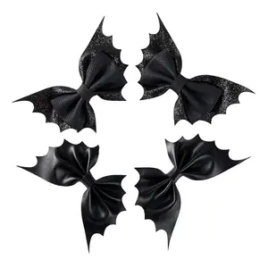4 count Bat Hair Bow Clips for Girls Women Black Hair Accessories Party Decorations