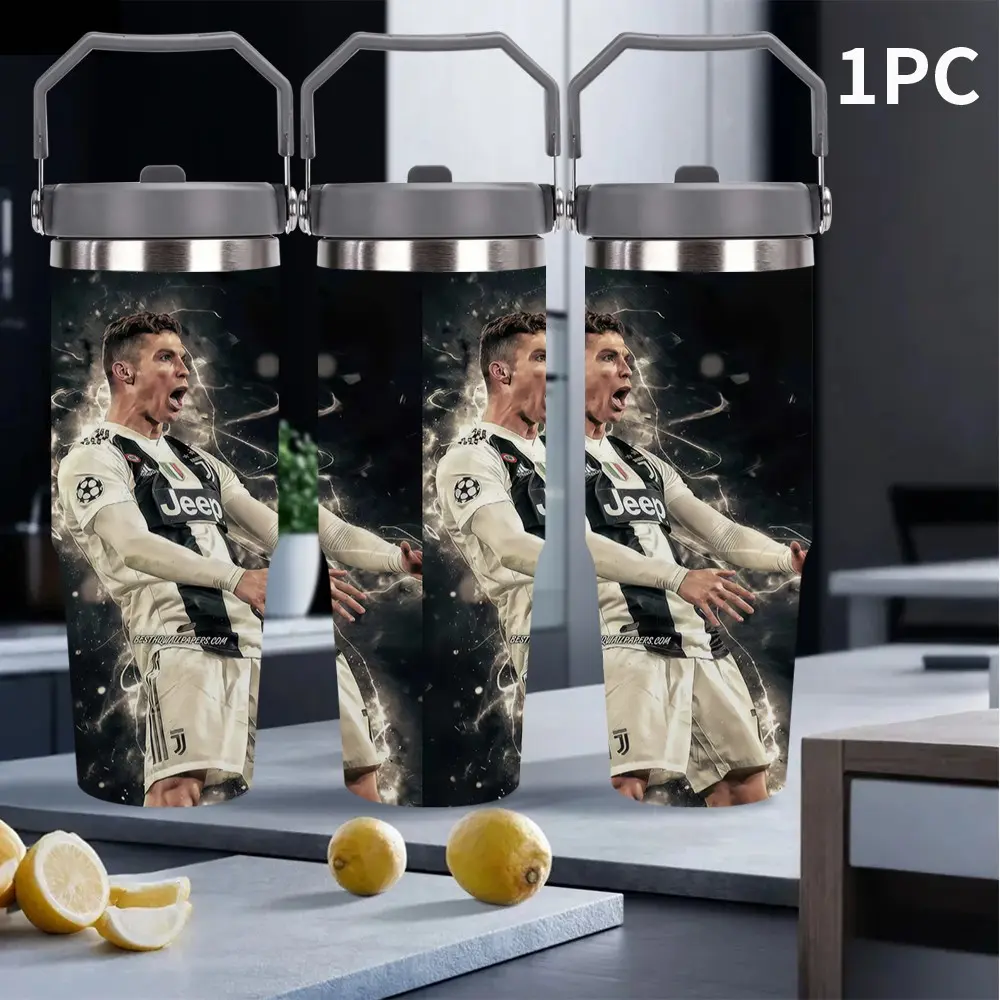 1pc 30oz stainless steel insulated tumbler,Cristiano Ronaldo CR7,double-wall vacuum insulation keeps drinks hot or cold all day. Ideal for outdoor adventure, office work, travel, picnic and camping, perfect holiday gift for Halloween Labor Day.