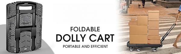 Folding Hand Truck 500lbs, Portable Heavy Duty Dolly Cart, 6 Wheels Collapsible Luggage Cart with 2 Elastic Ropes - Compact Trolley Cart for Easy Moving - Ideal Hand Cart for Travel and More