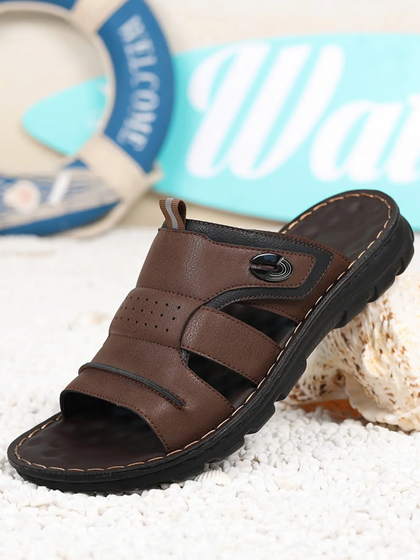 Comfortable Men's Slip-On Sandals, Soft Insole and Anti-Slip Texture, Ideal for Town, Garden, or Vacation, Easy Walking Shoes, Casual Summer Shoes