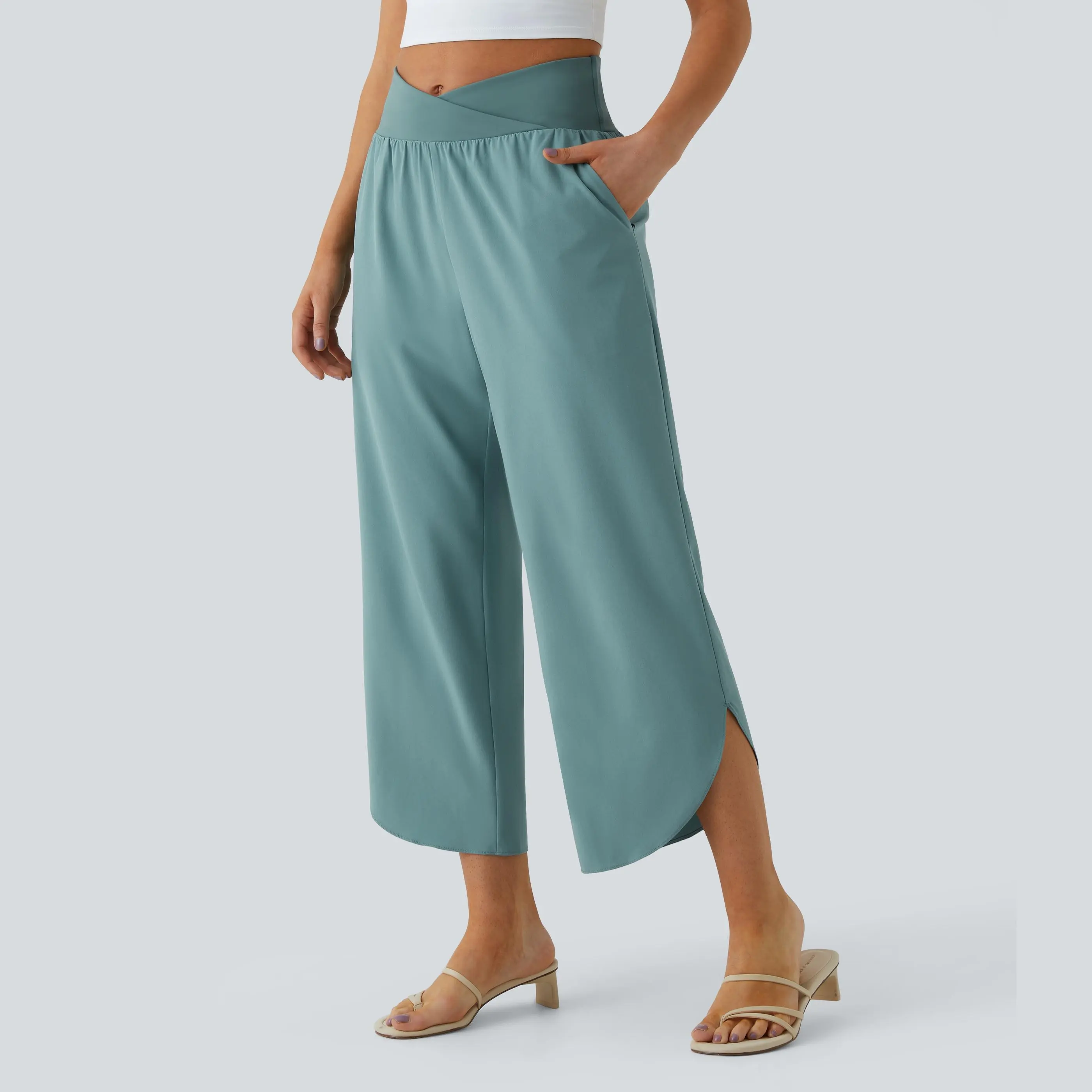Halara Breezeful High Waisted Crossover Quick Dry Resort Pants with Pockets