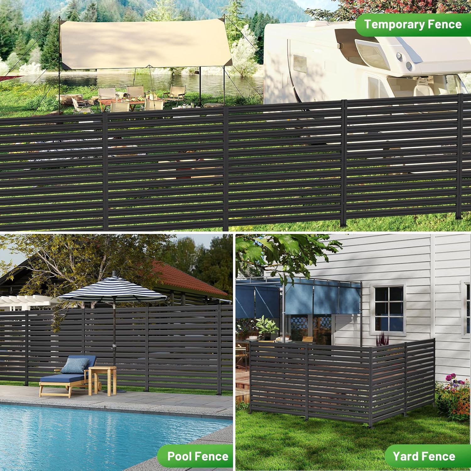 Gaomon 2 Panels No-Dig Metal Privacy Fence Screen, 48" H * 48" W Outdoor Air Conditioner Fence, Rustproof AC Unit Cover to Hide Trash Bins, Pool Equipment Enclosure, Decorative Garden, Patio & Backyard